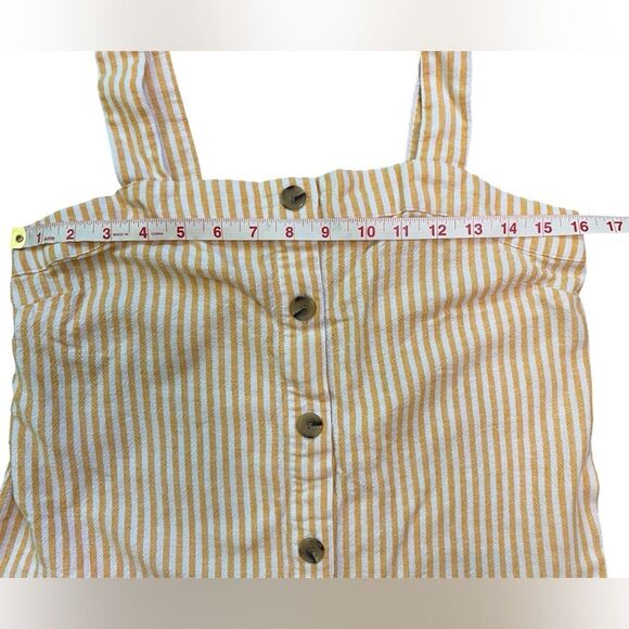 J. Crew Factory Orange and White Striped Linen Blend Button Front Tank - Picture 4 of 9